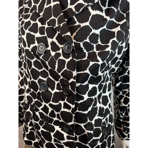 Vintage 90s Elementz Black & White Giraffe Print Double-Breasted Jacket Medium - Picture 15 of 16